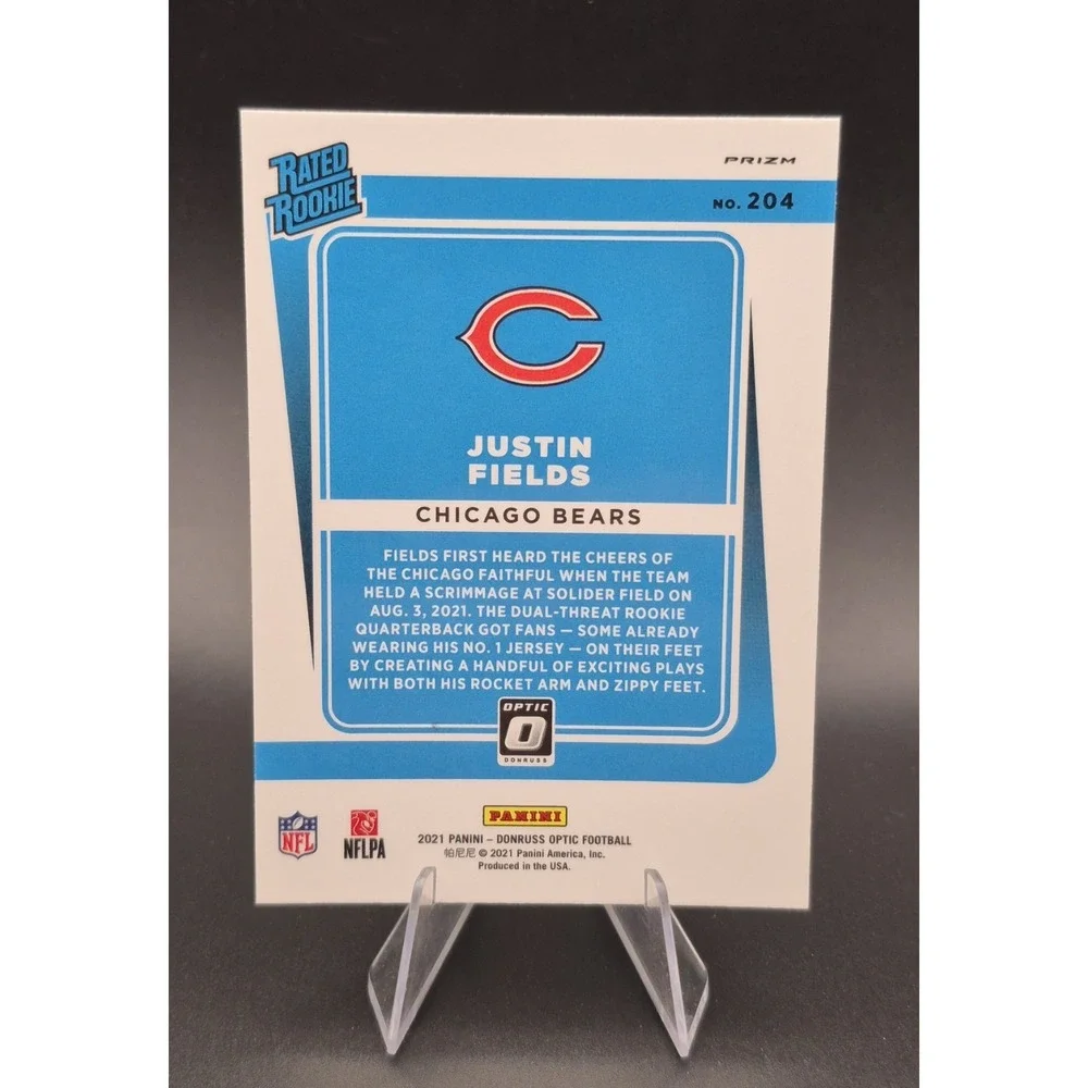 2021 Donruss Optic Justin Fields #204‎ Rated Rookie Red Hyper Prizm (RC) Bears